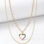 Choker Dupla com pingente de coração - Imagem 3