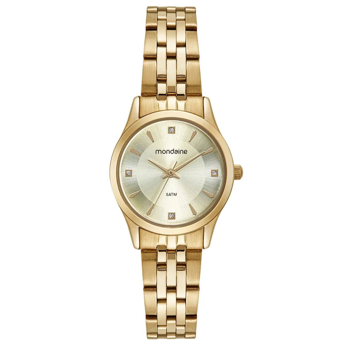 1 Kit Relógio Feminino Cristais Dourado : 32607LPMKDE1K1 - Imagem 1