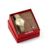 Kit Relógio Feminino Dourado Com Semijoias Ref.32598LPMKDE1K1 - Imagem 2
