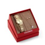 Kit Relógio Feminino Clássico Dourado Com Semijoias Referência: 32606LPMKDE1K1 - Imagem 3