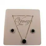 CONJUNTO COLAR E BRINCO COM ZIRCÔNIA PRETA - Imagem 3