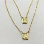 Escapulário de Nossa Senhora Aparecida e Sagrado Coração de Jesus, folheado a Ouro18K - Imagem 2