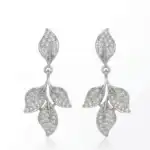 Brinco Folhas Prateado Cravejado com Microzircônias. BFPCM30 - Imagem 2