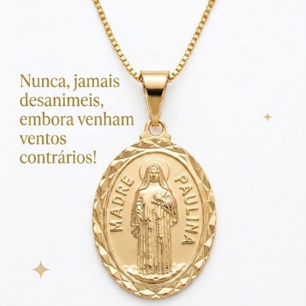 1 Medalha Madre Paulina Folheada a Ouro18k. - Imagem 1