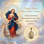 Colar Medalha Nossa Senhora Desatadora dos Nós. Folheado a Ouro 18k. - Imagem 5
