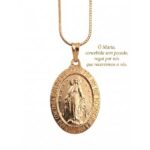 Medalha Nsra das Graças Folheada a Ouro 18k.