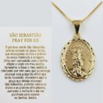 Colar com Medalha São Sebastião Folheado a Ouro 18k.