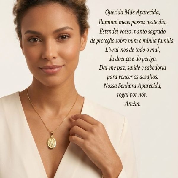 Design sem nome Colar com Medalha Nsra Aparecida Folheado a Ouro 18k. - Imagem 1
