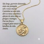 Colar com Medalha São Jorge Folheada a Ouro18k.